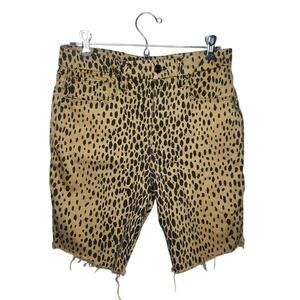 Good American Leopard Print Shorts Good Waist Cut Off Raw Edge 12